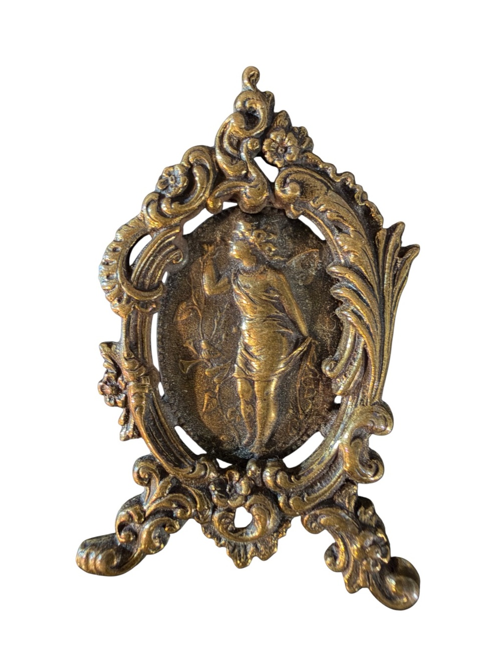 Vintage Victorian Style Nymph Motif Brass Brooch